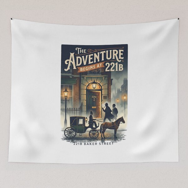 Item preview, The Adventure Begins at 221B Baker Street Sherlock Holmes London Design designed and sold by Fenay Designs.
