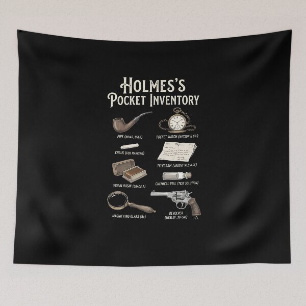 Item preview, Holmes’s Pocket Inventory Pipe Watch Chalk Telegram Detective Design designed and sold by Fenay Designs.