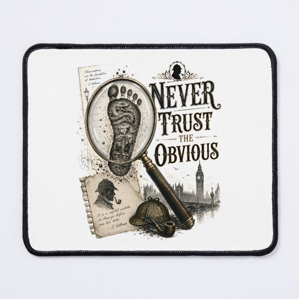 Item preview, Never Trust the Obvious Sherlock Holmes Magnifying Glass Footprint Design designed and sold by Fenay Designs.