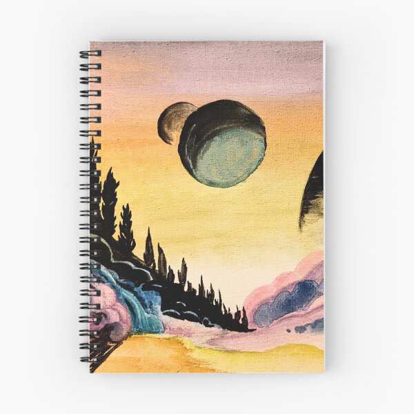 Item preview, A sunset with three mysterious celestial bodies - Watercolor designed and sold by DreamTrek.