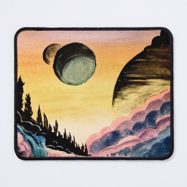 Item preview, A sunset with three mysterious celestial bodies - Watercolor designed and sold by DreamTrek.