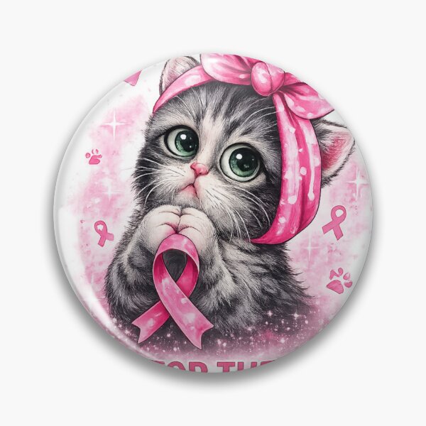 Item preview, Cute Cat Breast Cancer Awareness Pink Ribbon T-Shirt Design designed and sold by ⭐ AURA STUDIO.