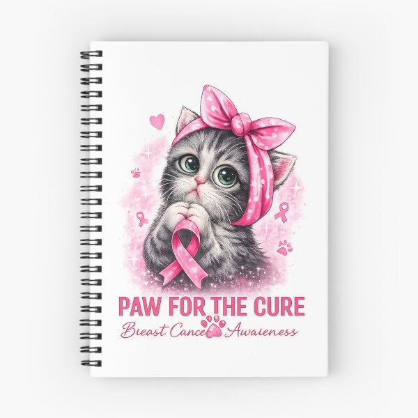 Item preview, Cute Cat Breast Cancer Awareness Pink Ribbon T-Shirt Design designed and sold by ⭐ AURA STUDIO.