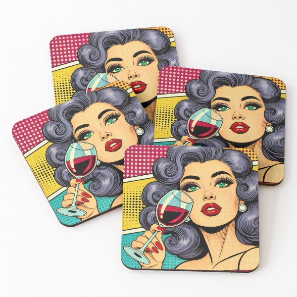 Item preview, Retro Glam Pop Art Pin Up Drinking Wine designed and sold by GildedStraw.