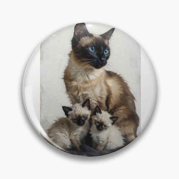 Item preview, Siamese Cat Mom and Kittens Oil Painting Impressionist Art designed and sold by Fateh-Kro ⭐⭐⭐⭐⭐.