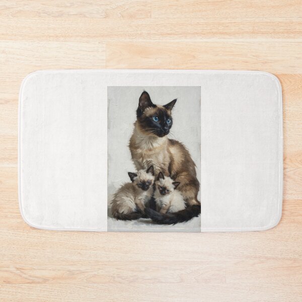 Item preview, Siamese Cat Mom and Kittens Oil Painting Impressionist Art designed and sold by Fateh-Kro ⭐⭐⭐⭐⭐.