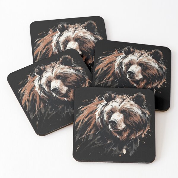 Item preview, Majestic Grizzly Bear Art, Rustic Bear Portrait, Wilderness Wildlife Illustration, Modern Nature Wall Art designed and sold by gkhanco.