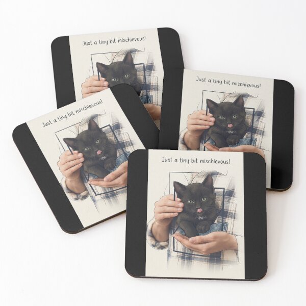 Item preview, Just a Tiny Bit Mischievous! Cute Black Kitten in Pocket designed and sold by Fatomfatom.