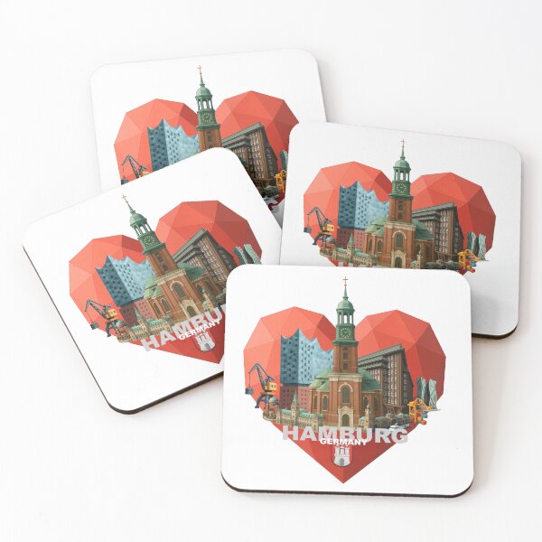 Item preview, Heart for Hamburg – Low-Poly Skyline Collage designed and sold by Earth Celebration Designs.