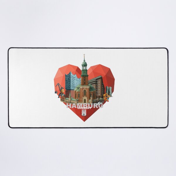 Item preview, Heart for Hamburg – Low-Poly Skyline Collage designed and sold by Earth Celebration Designs.