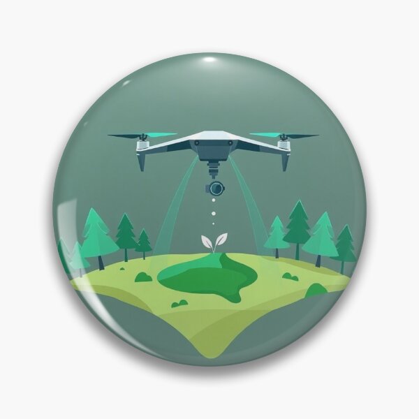 Item preview, Drone Above Floating Green Island Tech Art designed and sold by IntelliMindDesigns.