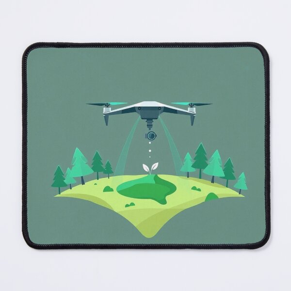 Item preview, Drone Above Floating Green Island Tech Art designed and sold by IntelliMindDesigns.