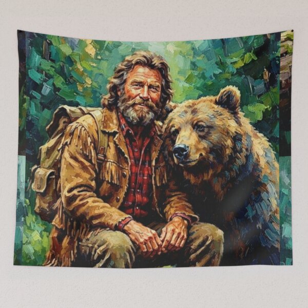 Item preview, Grizzly Adams Retro Western Adventure Forest Mountain Man Bear Tribute Art Movie Poster designed and sold by Art's Diner.