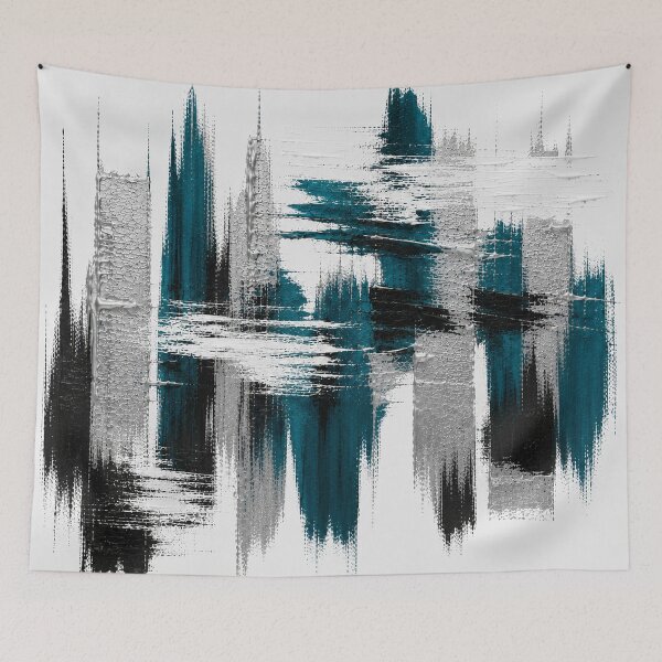 Item preview, Petroleum Skyline – Textured Modern Abstract Cityscape designed and sold by Ingorgia Studio.