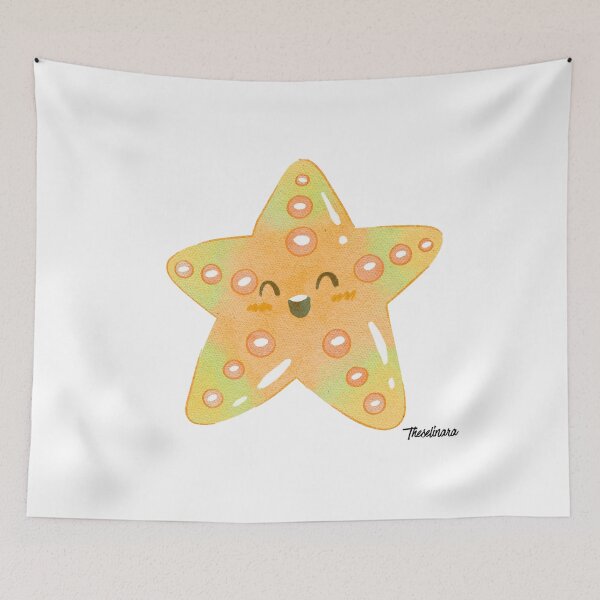 Item preview, Cute Orange Kawaii Starfish - Ocean Friends designed and sold by Theselinara.