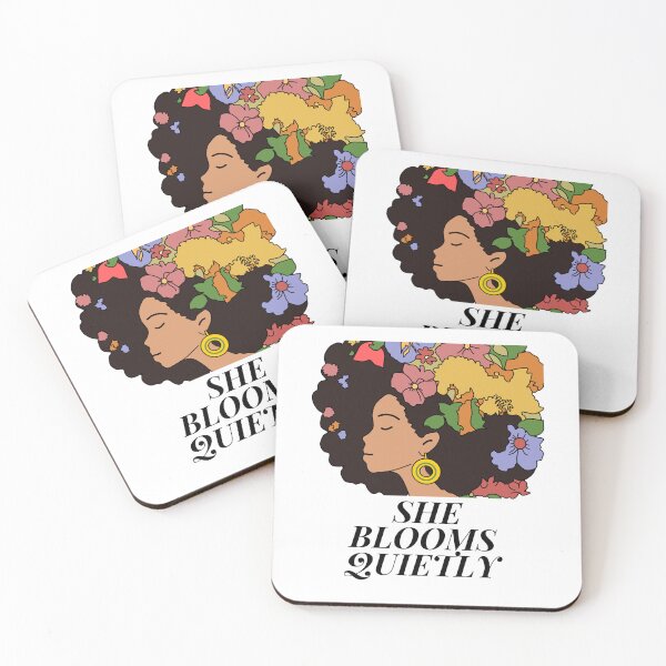 Item preview, She Blooms Quietly | Inspirational Floral Self-Love Quote designed and sold by Miss Lotus Studio.