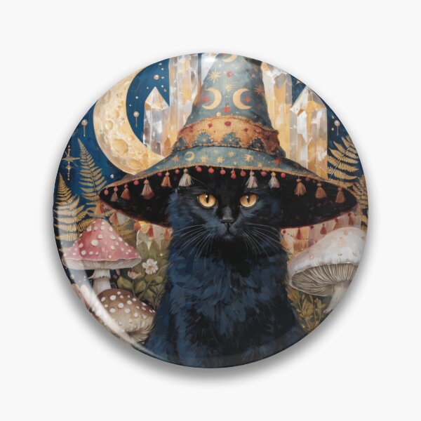 Item preview, Mystical Black Cat Witch Sticker | Dark Cottagecore Moon Magic | Gothic Halloween Cat Art | Celestial Botanical Illustration designed and sold by CoquetteLunaCo.
