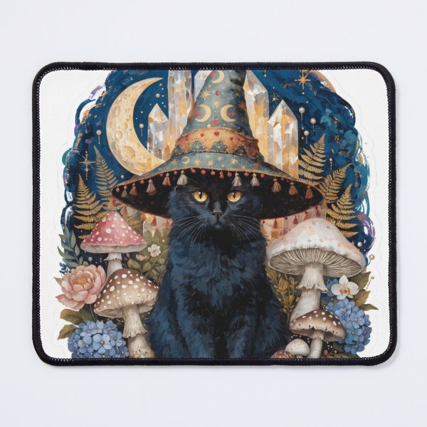 Item preview, Mystical Black Cat Witch Sticker | Dark Cottagecore Moon Magic | Gothic Halloween Cat Art | Celestial Botanical Illustration designed and sold by CoquetteLunaCo.