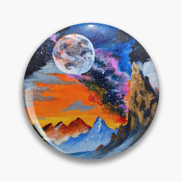 Item preview, Cosmic Sci-fi Sky - Galaxy Behind the Moon - Painting designed and sold by DreamTrek.