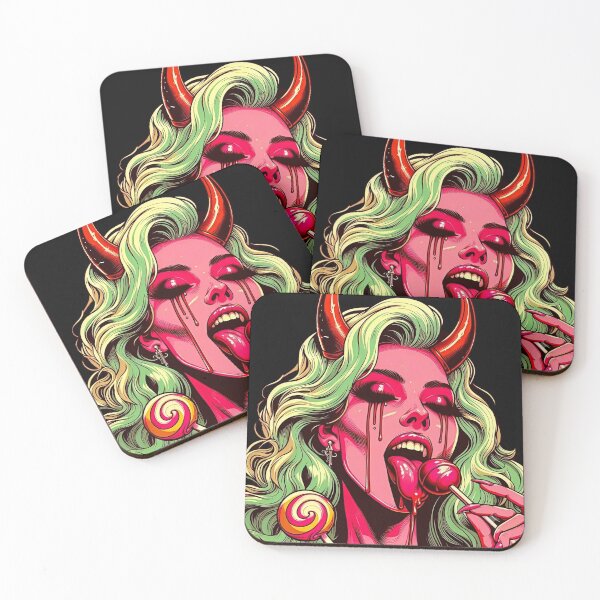 Item preview, Neon Demon Girl Eating Candy designed and sold by Voodoo Store Paranormal Collections.