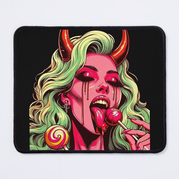 Item preview, Neon Demon Girl Eating Candy designed and sold by Voodoo Store Paranormal Collections.