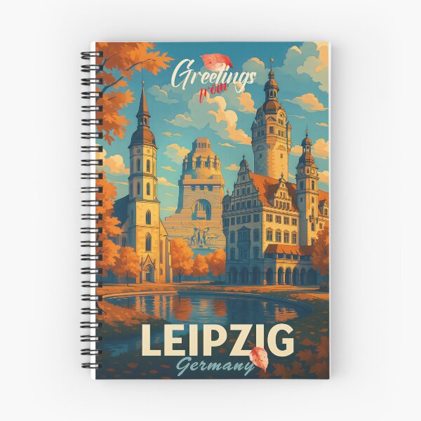 Item preview, Leipzig Germany Vintage Travel Poster – Retro Autumn City View designed and sold by Earth Celebration Designs.