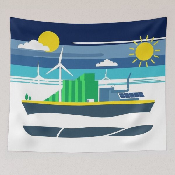 Item preview, Eco Sustainable Boat With Wind And Solar Power designed and sold by IntelliMindDesigns.