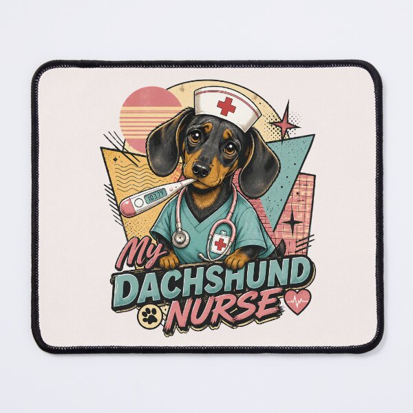 Item preview, Retro 80s My Dachshund Nurse With Thermometer designed and sold by MythicCotton.