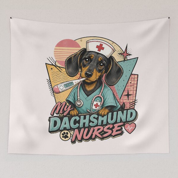 Item preview, Retro 80s My Dachshund Nurse With Thermometer designed and sold by MythicCotton.