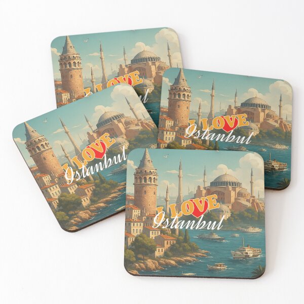 Item preview, Istanbul Vintage Travel Poster – Hagia Sophia, Galata Tower & Bosphorus designed and sold by Earth Celebration Designs.