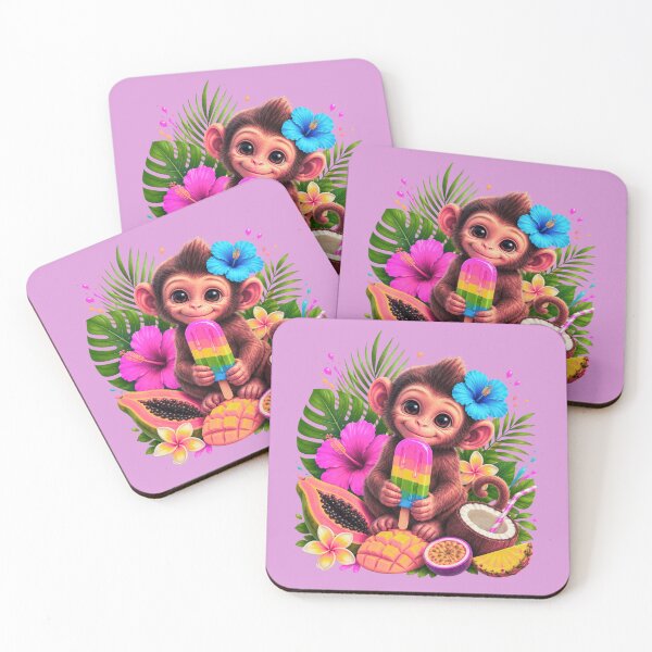 Item preview, Cute Tropical Monkey with Melting Rainbow Popsicle – Summer Vacation Graphic T-Shirt designed and sold by Aimetoi.