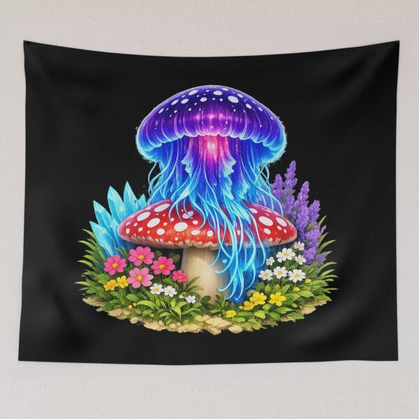 Item preview, Glowing Jellyfish Mushroom — Fantasy Floral Bioluminescent Art designed and sold by ArtoryWorks.
