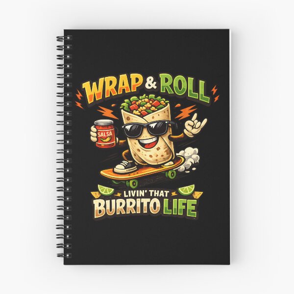 Artikelvorschau, Wrap & Roll – Das Burrito-Leben genießen – Lustiger Cartoon-Burrito-Skateboarder entworfen und verkauft von SidTastic .