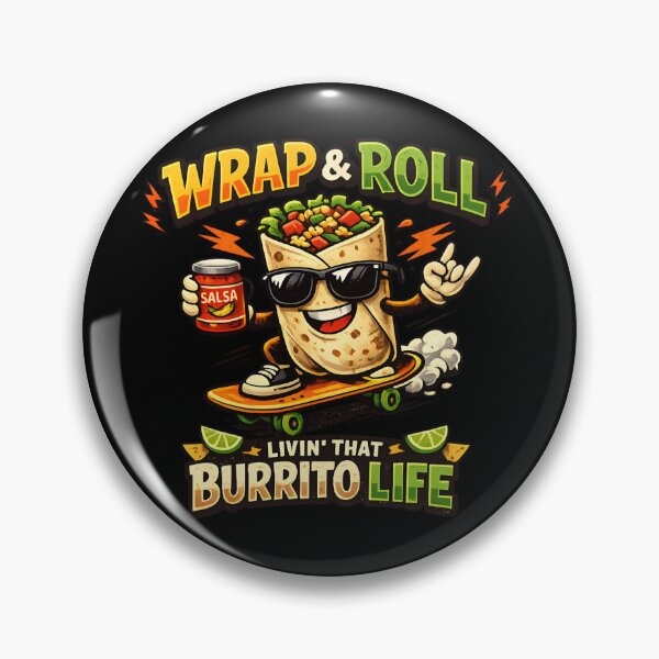 Item preview, Wrap & Roll Livin' That Burrito Life - Funny Cartoon Burrito Skateboarding designed and sold by SidTastic .