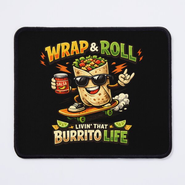Item preview, Wrap & Roll Livin' That Burrito Life - Funny Cartoon Burrito Skateboarding designed and sold by SidTastic .