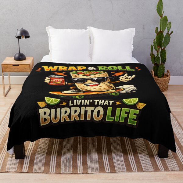 Item preview, Wrap & Roll Livin' That Burrito Life - Funny Cartoon Burrito Skateboarding designed and sold by SidTastic .