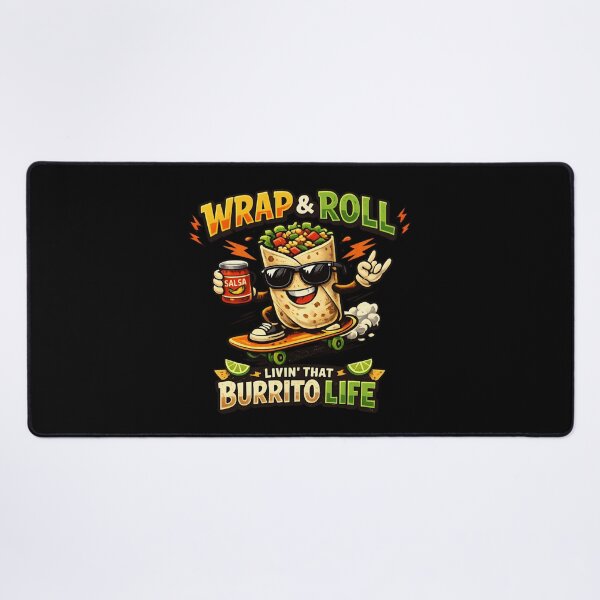 Item preview, Wrap & Roll Livin' That Burrito Life - Funny Cartoon Burrito Skateboarding designed and sold by SidTastic .