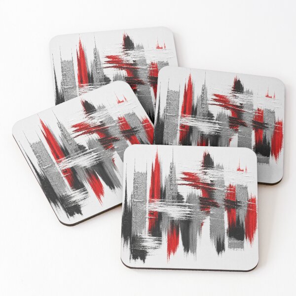 Item preview, Crimson Skyline – Modern Abstract Cityscape designed and sold by Ingorgia Studio.