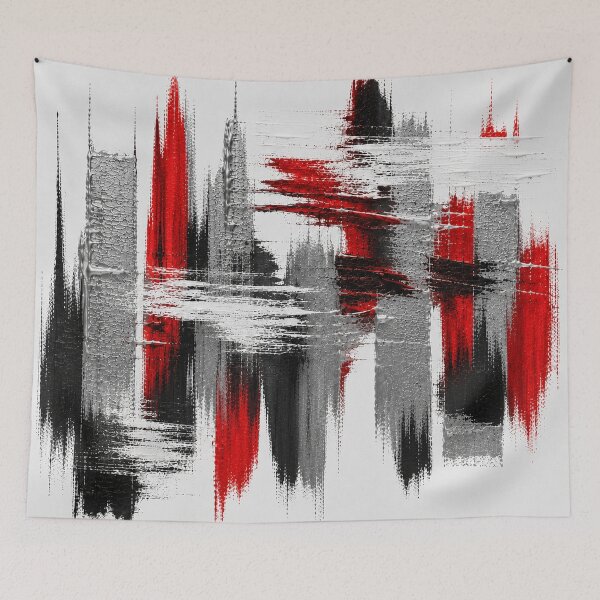 Item preview, Crimson Skyline – Modern Abstract Cityscape designed and sold by Ingorgia Studio.