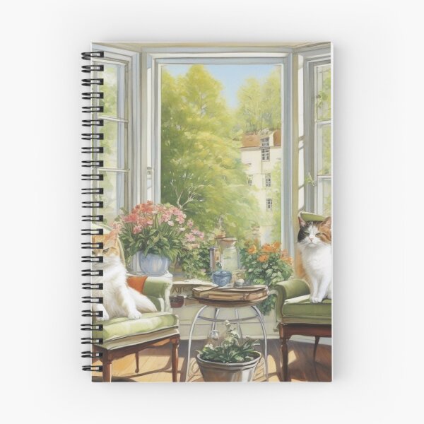 Item preview, Sunlit Veranda Cats on Green Armchairs Painting designed and sold by UmSkelig834.