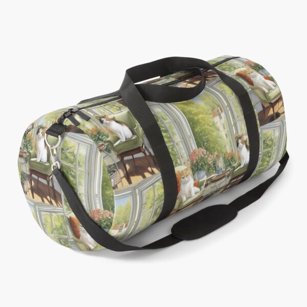 Item preview, Sunlit Veranda Cats on Green Armchairs Painting designed and sold by UmSkelig834.