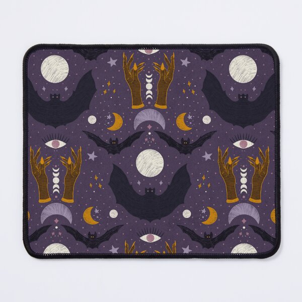 Item preview, Whimsigoth Bats and Moon Phases — Celestial Witchy Night Sky Pattern designed and sold by Creativedusk.