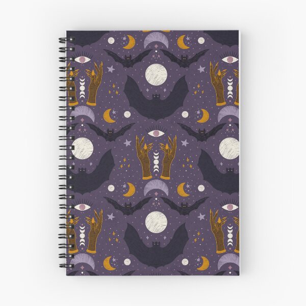 Item preview, Whimsigoth Bats and Moon Phases — Celestial Witchy Night Sky Pattern designed and sold by Creativedusk.