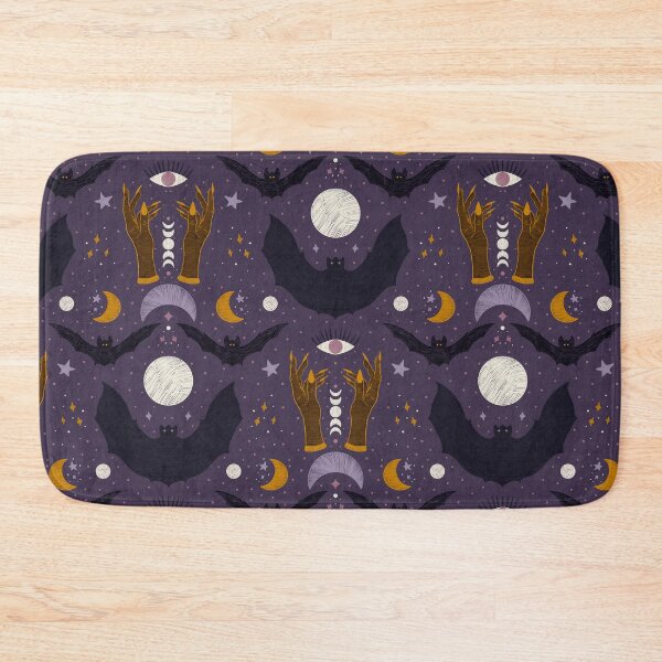 Item preview, Whimsigoth Bats and Moon Phases — Celestial Witchy Night Sky Pattern designed and sold by Creativedusk.