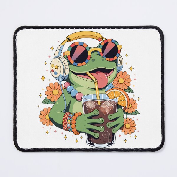 Item preview, Cute Coffee Frog Sticker | Kawaii Retro Frog with Sunglasses | Cozy Café Aesthetic | Vintage 70s Animal Art designed and sold by CoquetteLunaCo.