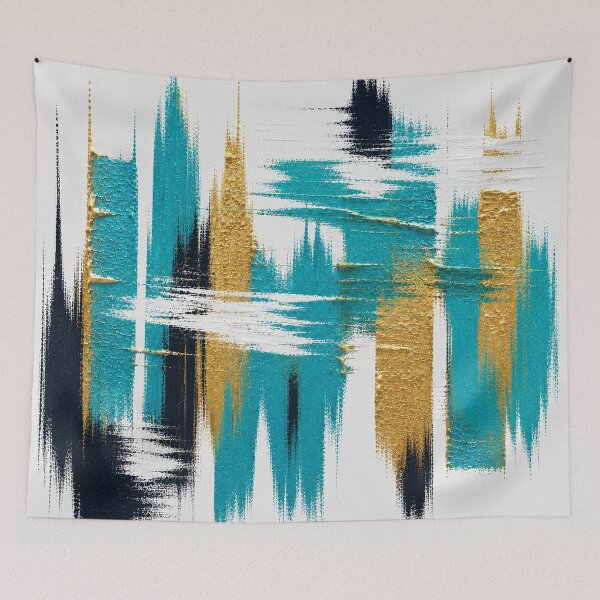 Item preview, Gold & Teal Skyline – Modern Abstract Cityscape designed and sold by Ingorgia Studio.