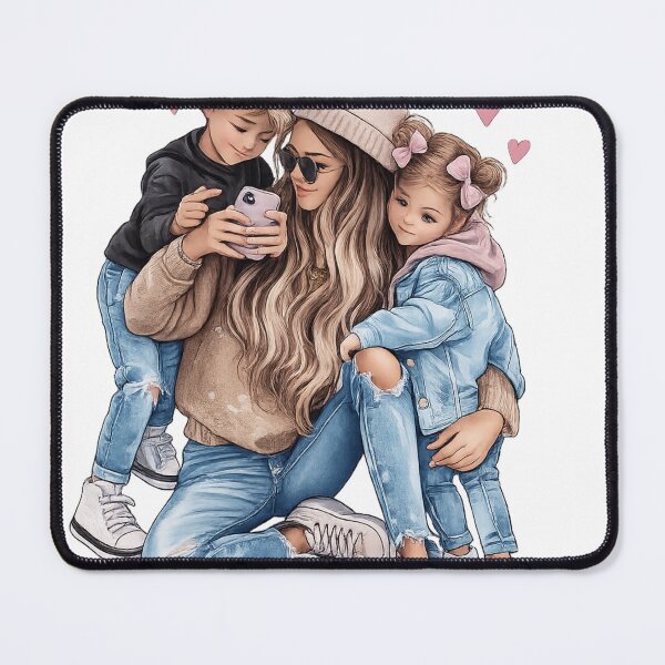 Item preview, Stylish Mom and Kids Illustration designed and sold by ⭐ AURA STUDIO.