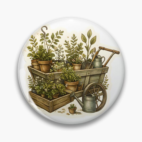 Item preview, Vintage Garden Cart Botanical Watercolor Illustration designed and sold by Spirit of Siam.