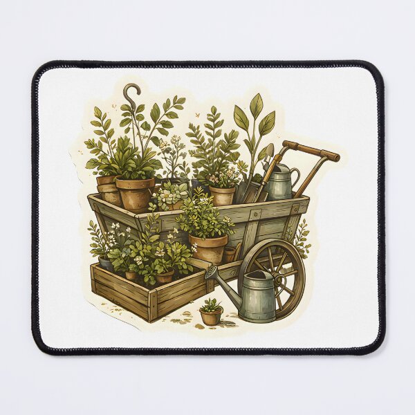 Item preview, Vintage Garden Cart Botanical Watercolor Illustration designed and sold by Spirit of Siam.