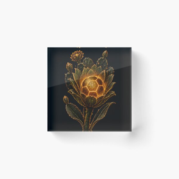 Item preview, Golden Mexico Soccer Flower with Nopal Cactus | Aztec Botanical Digital Illustration designed and sold by MonsoonInkX.